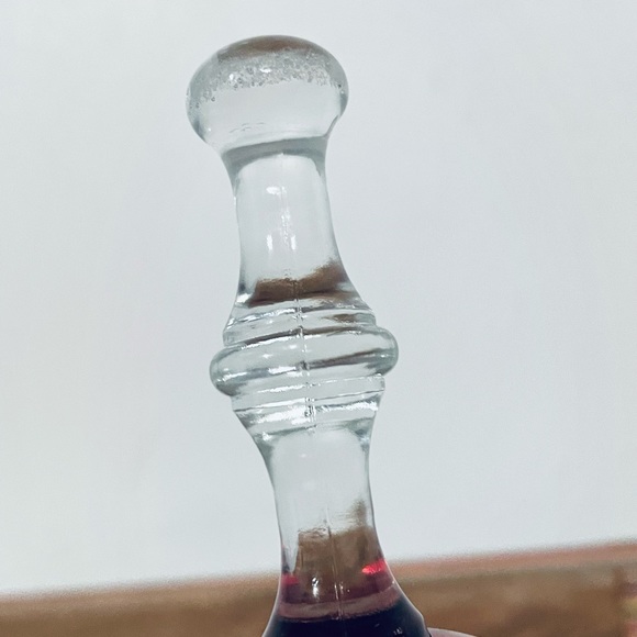 Vintage Dinner Bell Cranberry Ruby Red Etched Floral Glass - Picture 4 of 12